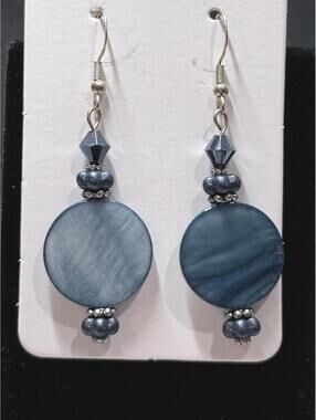 Vintage 925 Sterling Silver Mother of Pearl Dangle Earrings